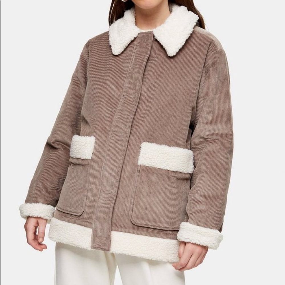 Topshop Grey Padded Corduroy Jacket